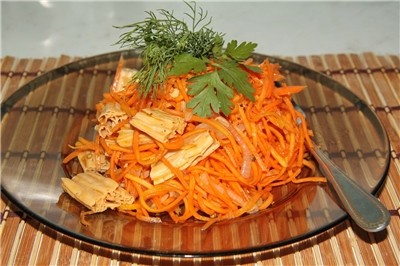 Морковка со спаржей по-корейски
